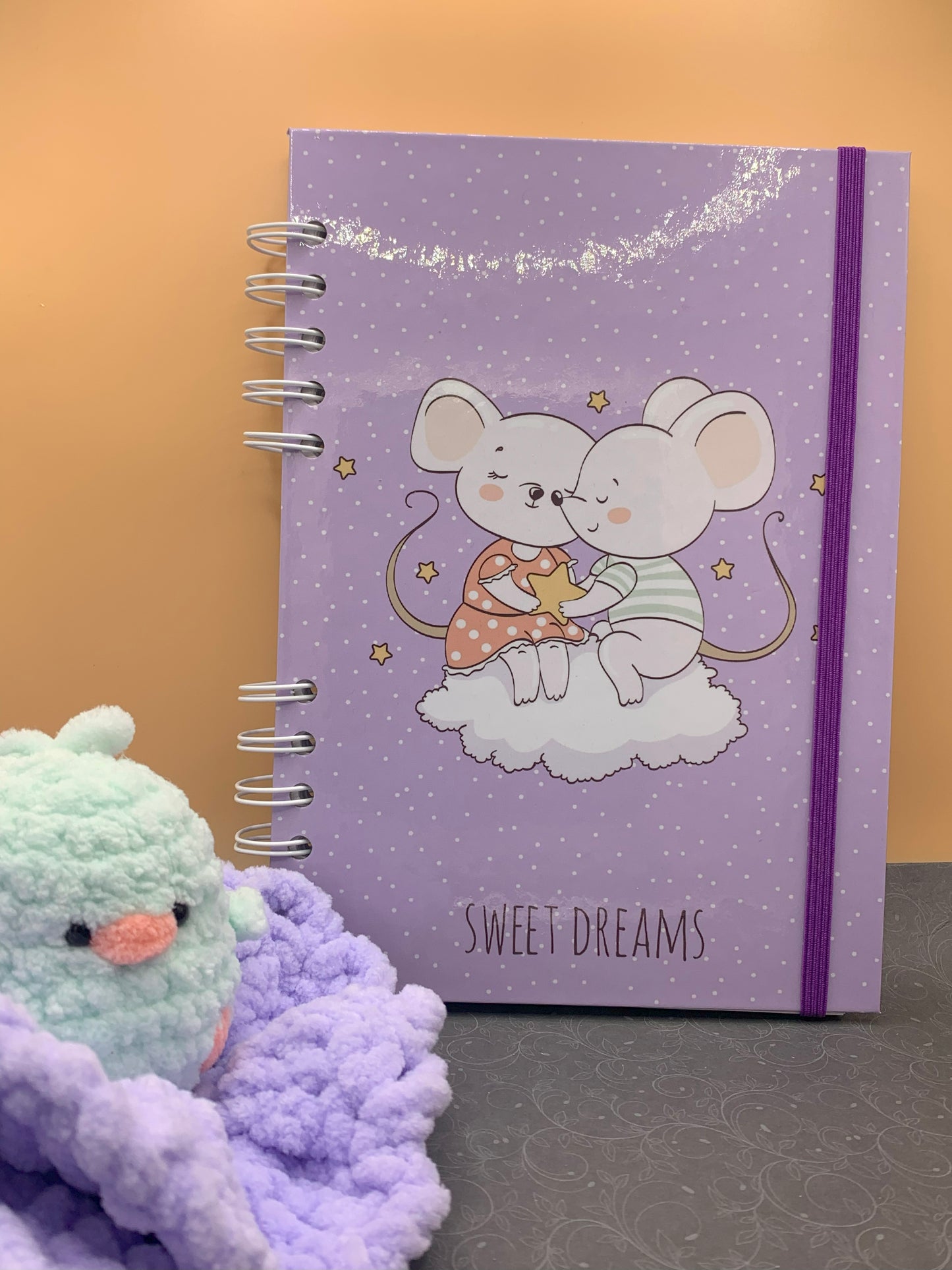 Carnet ligné “Sweet Dreams” – 200 pages, carnet souris mignon, papeterie faite main