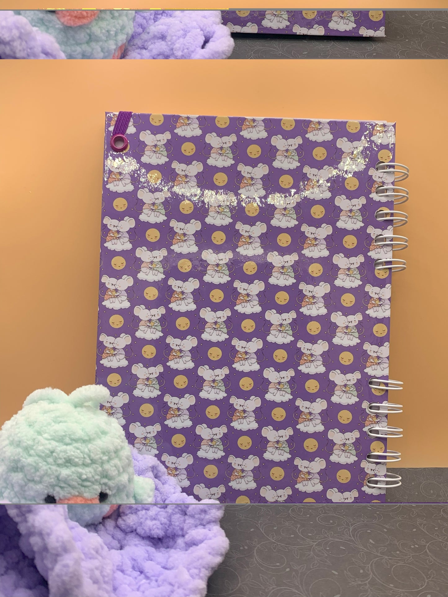 Carnet ligné “Sweet Dreams” – 200 pages, carnet souris mignon, papeterie faite main