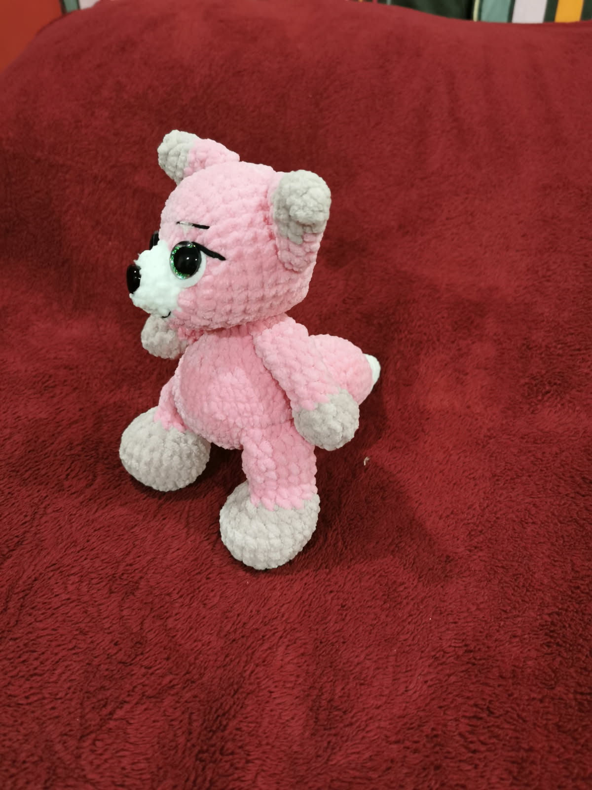 Renard amigurumi rose – Peluche renard faite main, création unique au crochet