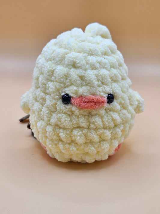 Porte-clé poussin amigurumi – Mini peluche jaune faite main, porte-clés mignon 7cm
