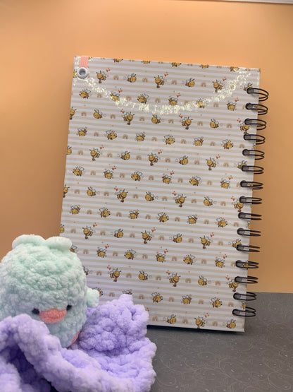 Carnet abeilles – Cahier ligné 200 pages, papeterie mignonne faite main, couverture illustrée