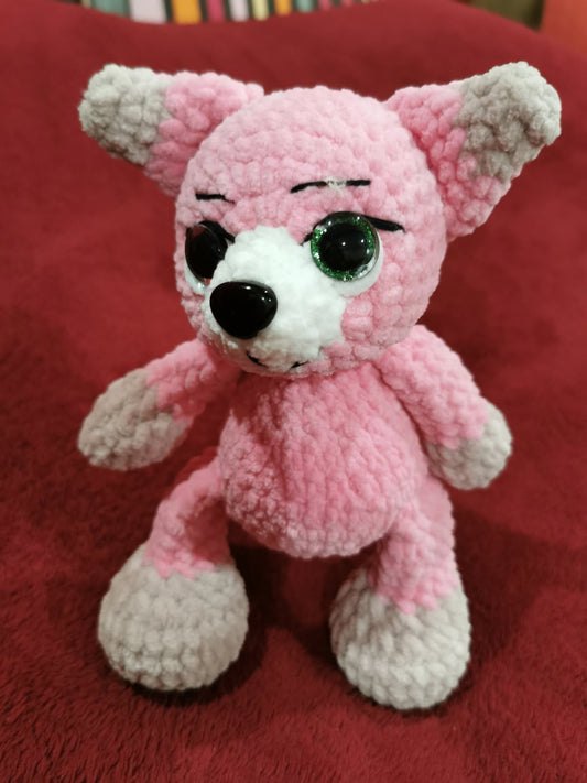 Renard amigurumi rose – Peluche renard faite main, création unique au crochet